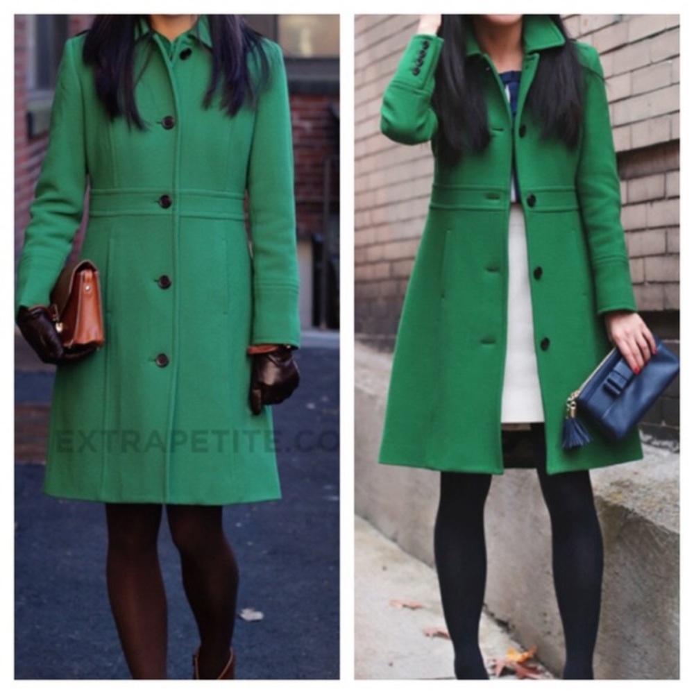 J. Crew Lady Day Coat Forrest Green Size 4 EUC
